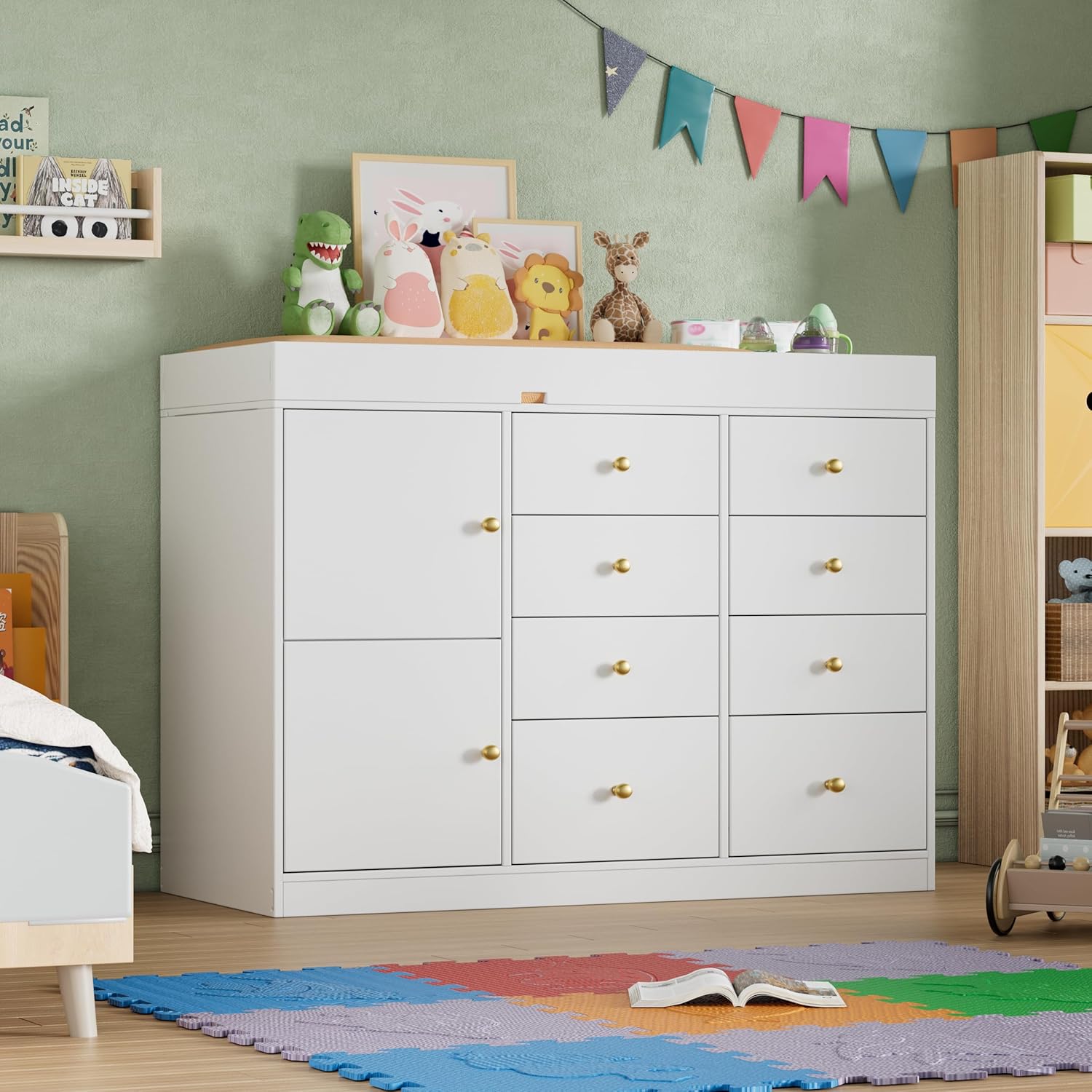 Baby Nursery Drawers - Verschoningstafel met commode, klassieke babykamer commode