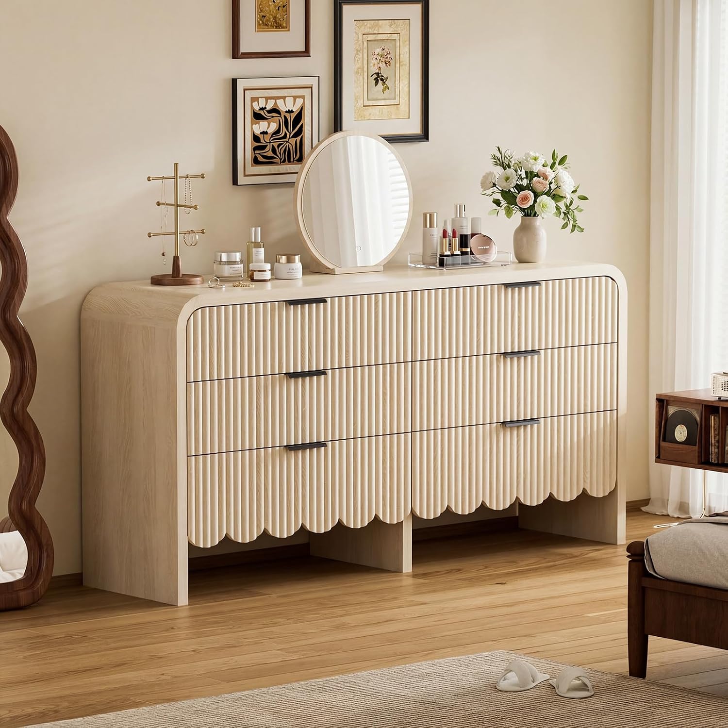 Baby Nursery Drawers - Houten 6-ladenkast kinderkamer opberglades metalen handgreep