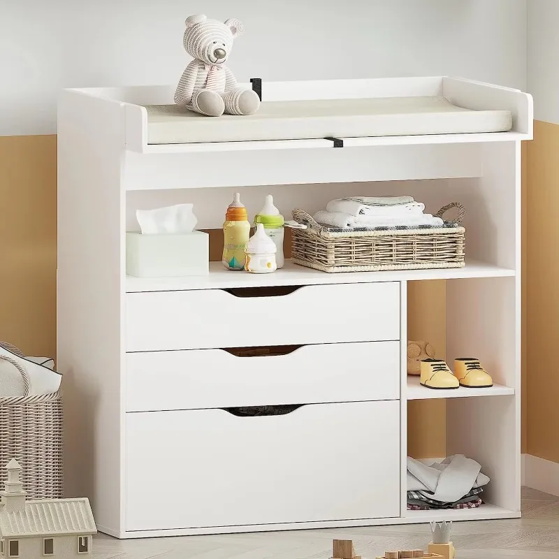 Baby Nursery Drawers - Moderne minimalistische MDF witte babyverschoontafel met