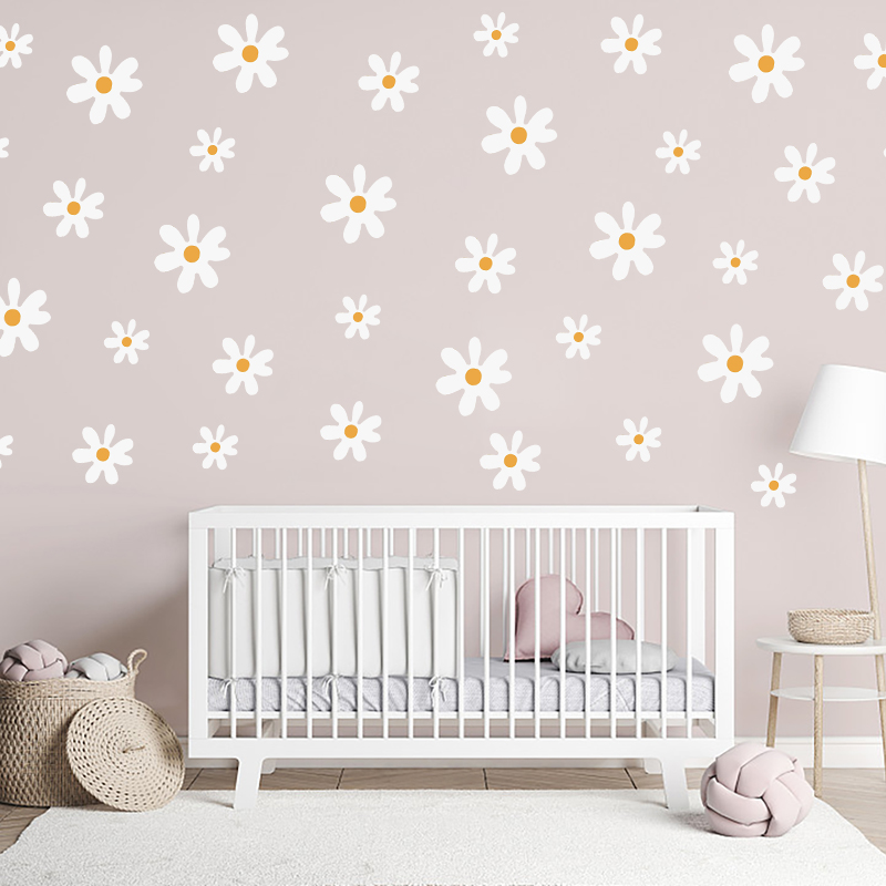 Baby Nursery Diy - Boho Daisy Bloemen Muurstickers Voor Thuis