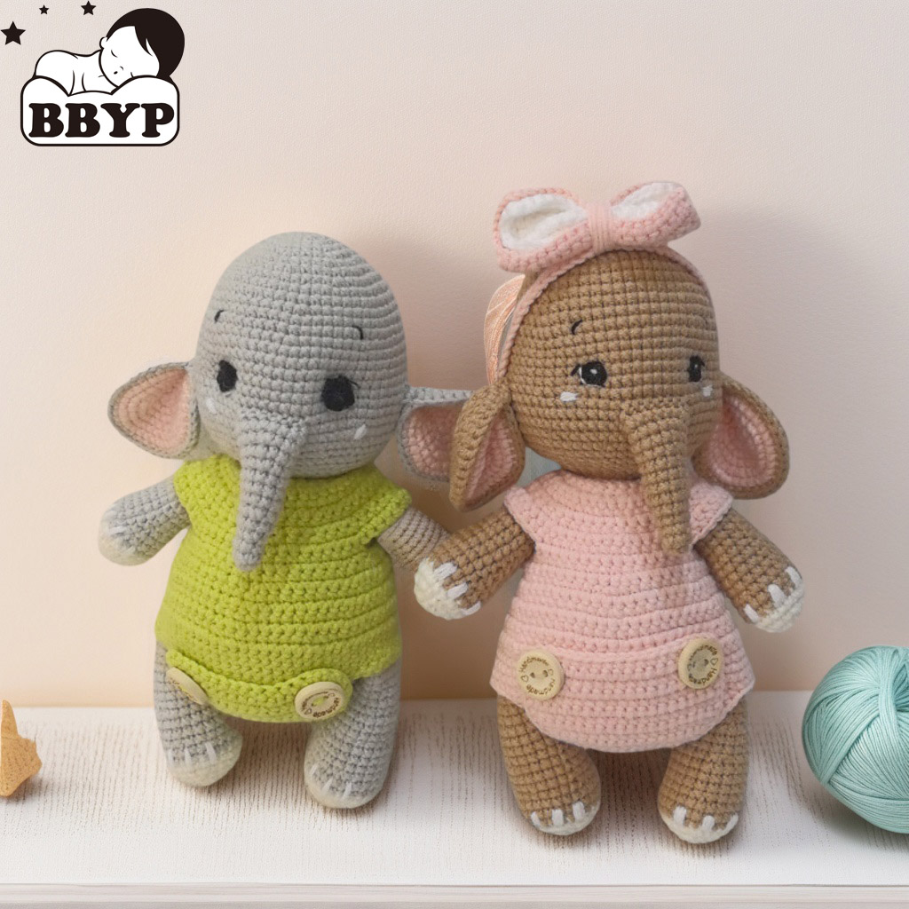 Baby Nursery Diy - Handgemaakte gehaakte olifant paar knuffels -