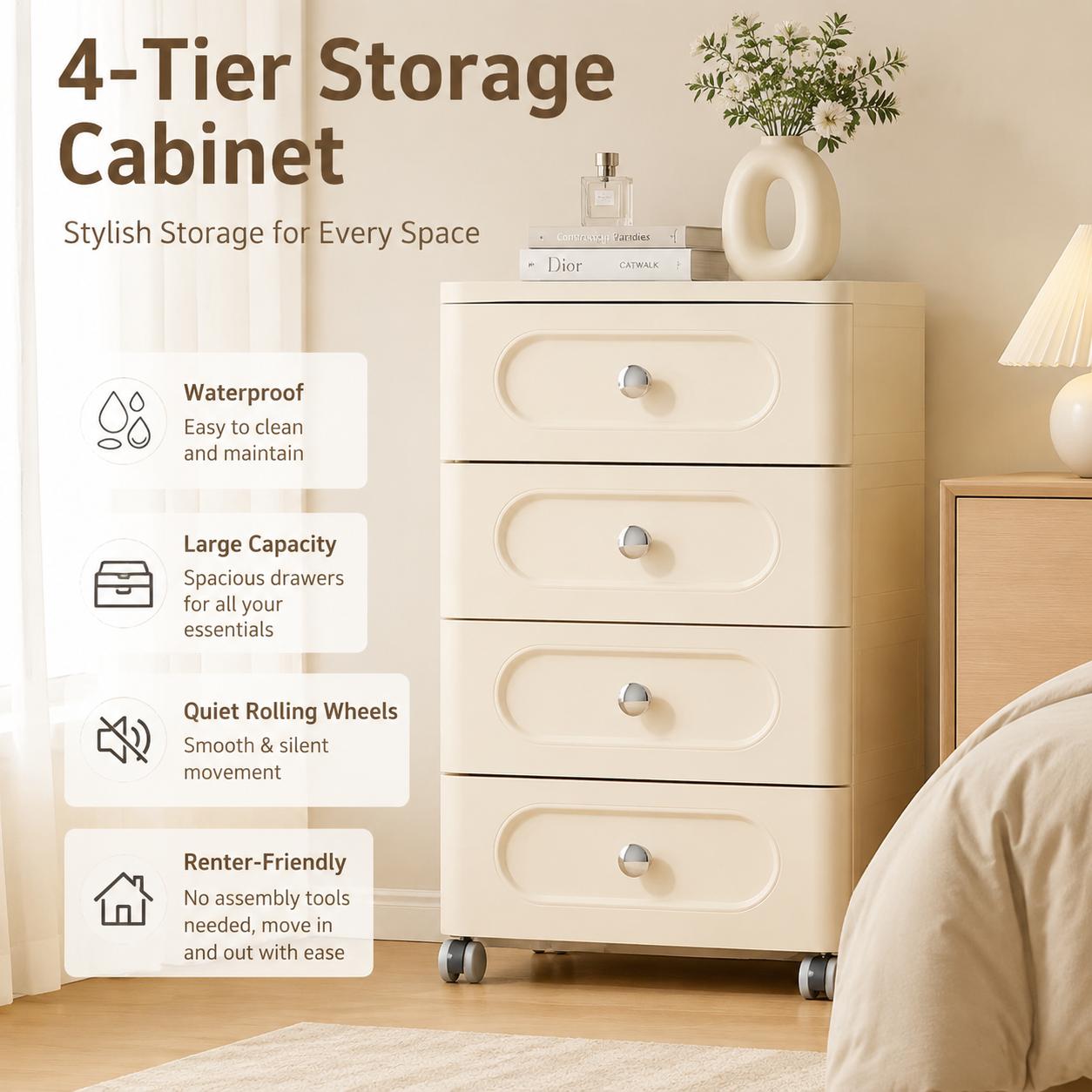 Baby Nursery Drawers - Rechthoekige opbergkast met 4 laden -