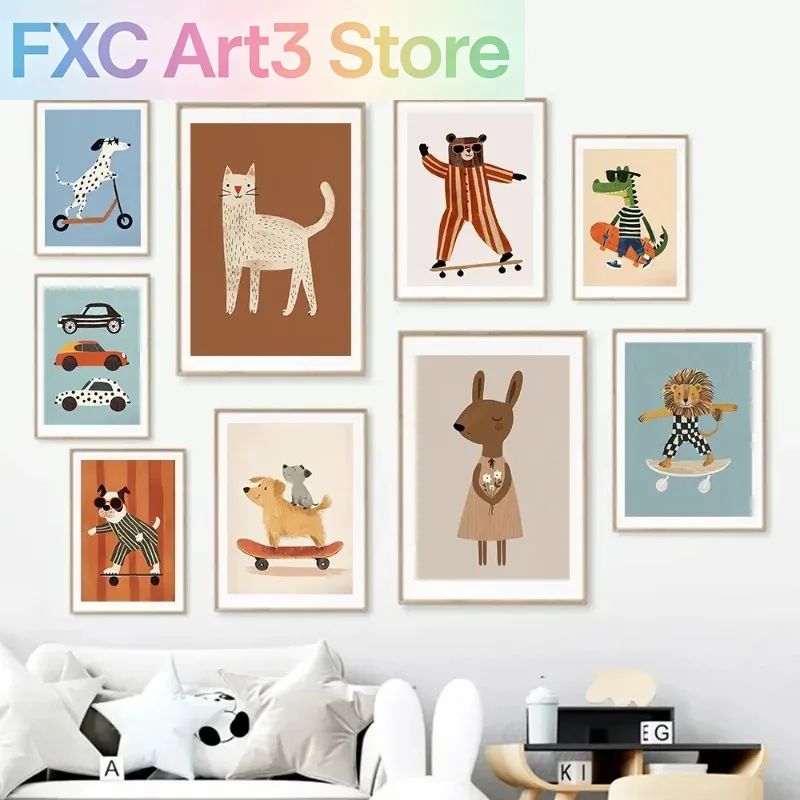 Baby Nursery Animal Pictures - 1pc frameloze grappige dieren konijn hond