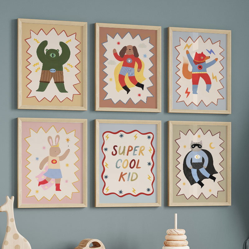 Baby Nursery Animal Pictures - Grappige cartoon super coole kinderkamer wanddecoratie