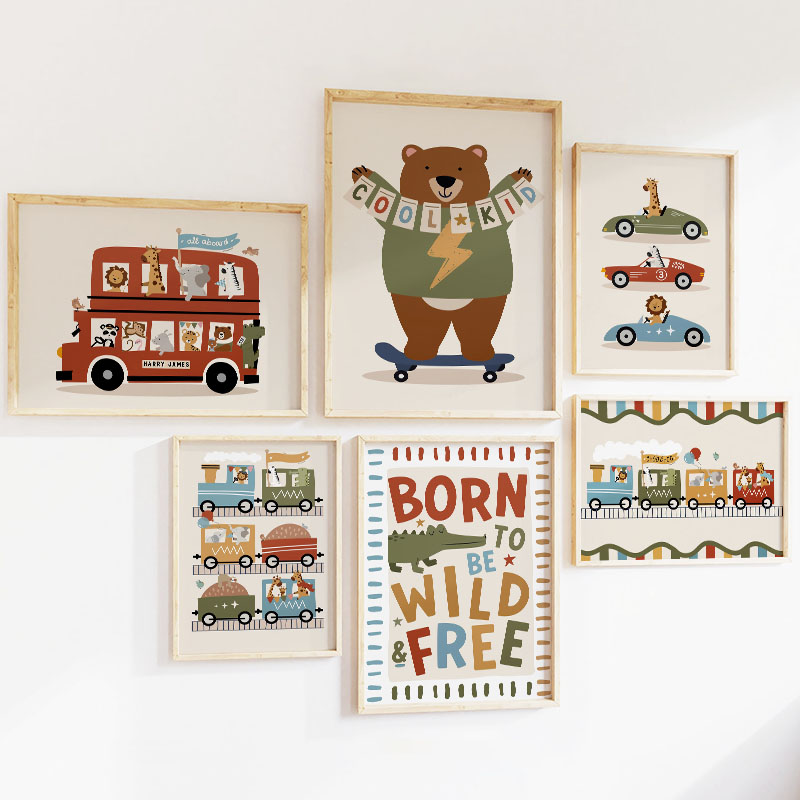 Grappige Cartoon Dieren Auto B - Baby Nursery Animal Pictures recensie en prijs