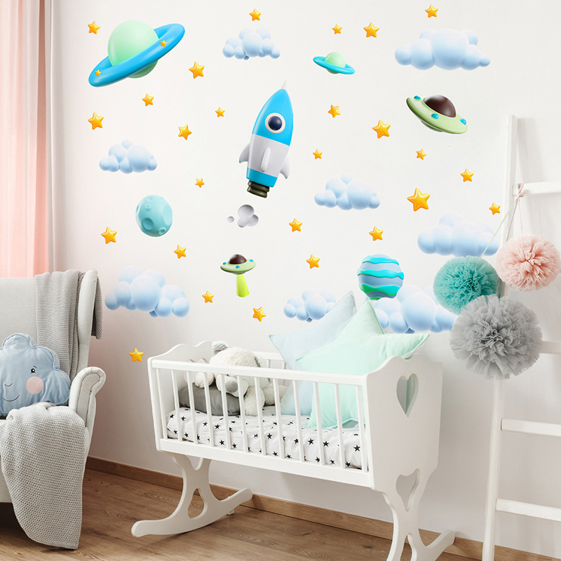 Blauwe Galaxy Space Rocket UFO - Baby Nursery Diy recensie en prijs