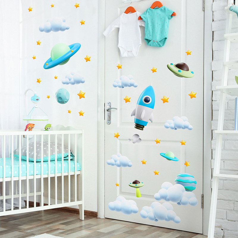Blauwe Galaxy Space Rocket UFO - Baby Nursery Diy recensie en prijs