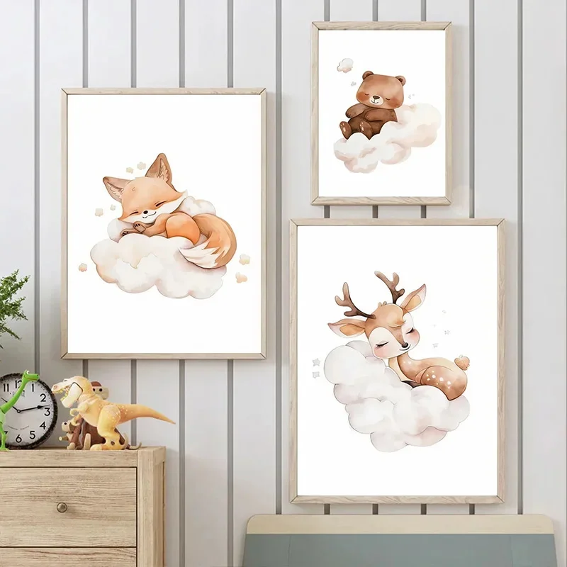 Cartoon Cloud Animal Canvas Sc - Baby Nursery Animal Pictures recensie en prijs