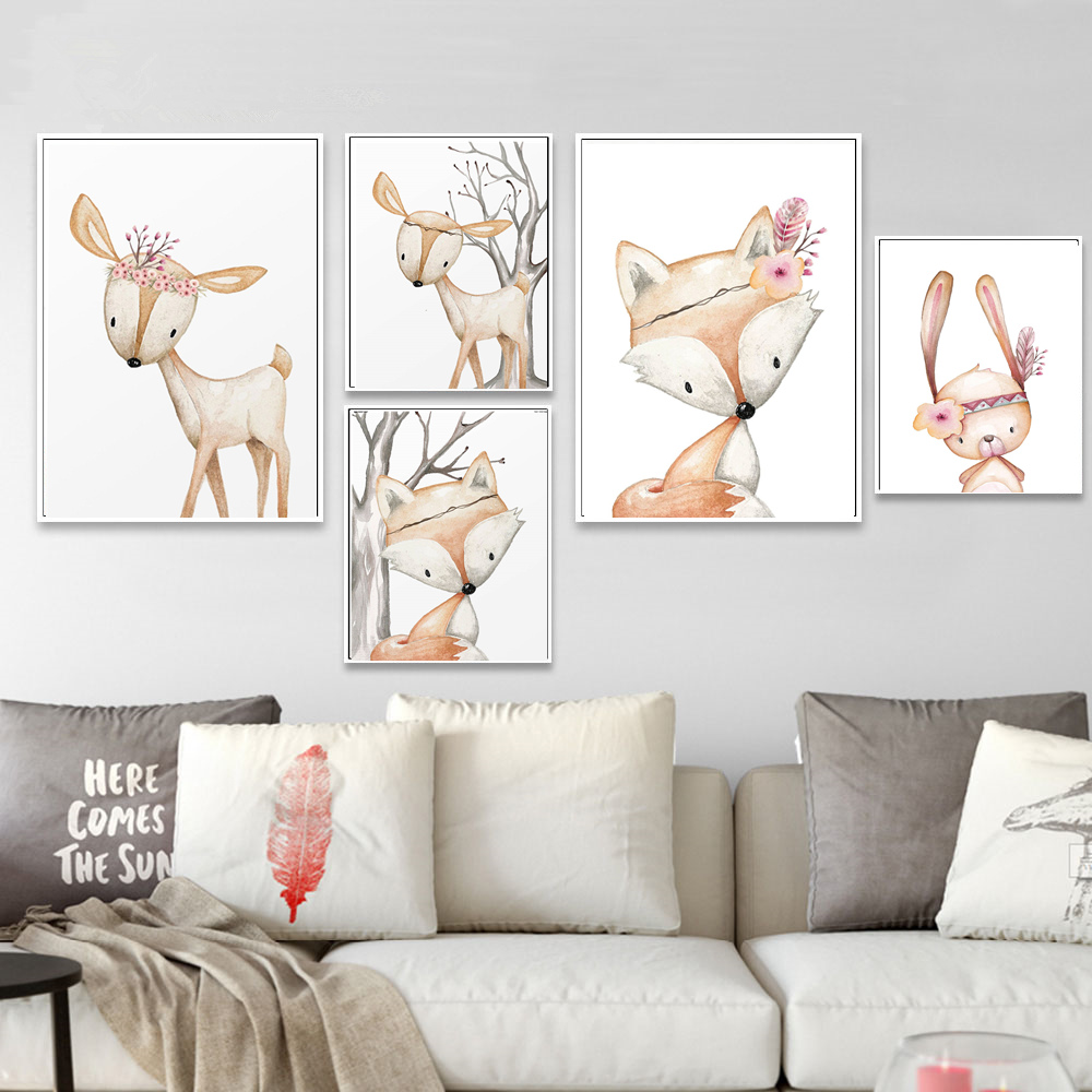 Cartoon Konijn Poster Vos Hert - Baby Nursery Animal Pictures recensie en prijs