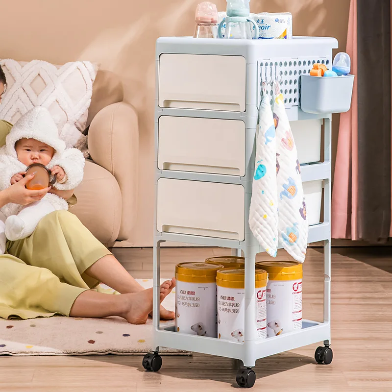 Crèmekleurige mobiele opbergwa - Baby Nursery Drawers recensie en prijs