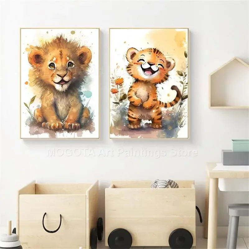 Aquarel Leeuw Giraffe Tijger O - Baby Nursery Animal Pictures recensie en prijs