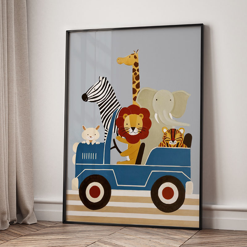 Grappige cartoon dieren auto b - Baby Nursery Animal Pictures recensie en prijs