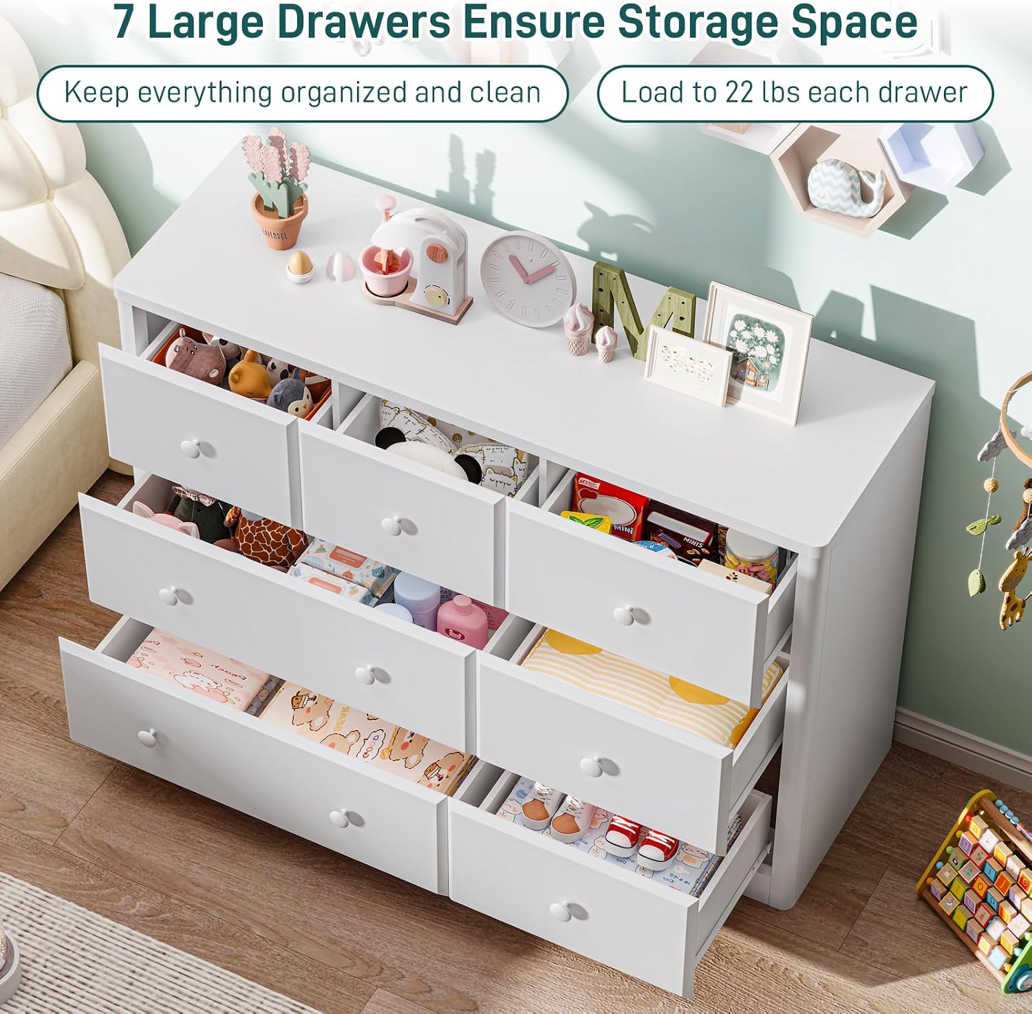 Kledingkast met 7 laden, kinde - Baby Nursery Drawers recensie en prijs