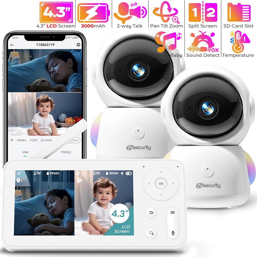 2K babyfoon met 2 camera's en  - Baby Nursery Light recensie en prijs