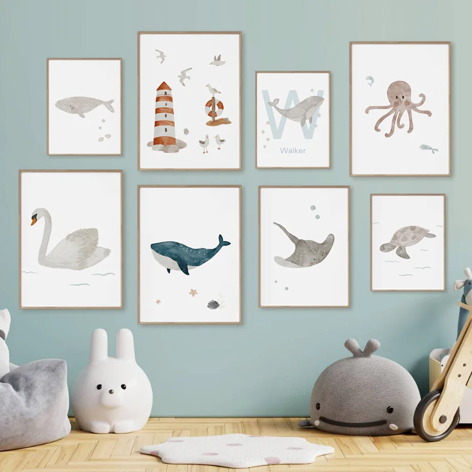 Aangepaste naam walvis octopus - Baby Nursery Animal Pictures recensie en prijs