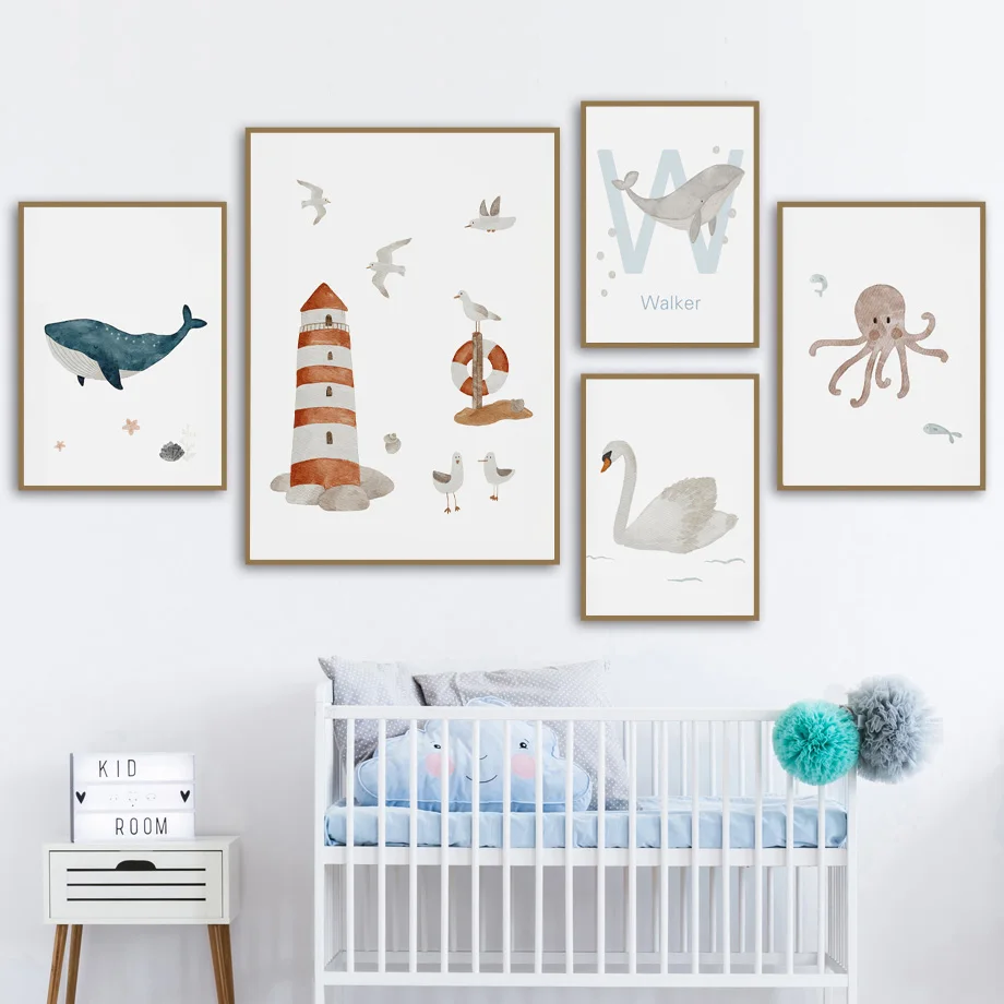 Aangepaste naam walvis octopus - Baby Nursery Animal Pictures recensie en prijs